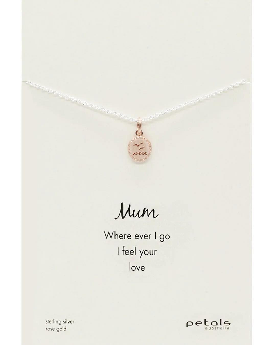 Petals Australia Sterling Silver/Rose Gold Mum Seabirds Necklace