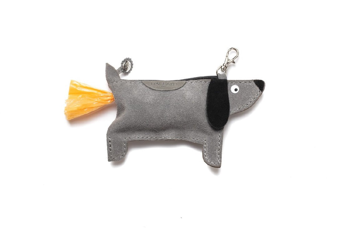 Keyring Dachshund Doggy Do Bag Holder Suede - Grey