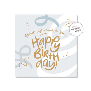 Just Smitten - Happy Birthday Blue Swirls