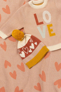 Indus Design Beanie - Love Heart Blush