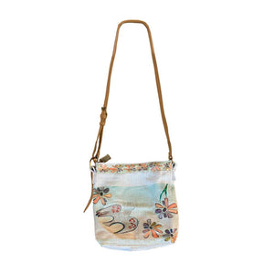 Rancho Linen Cross Body Bag - Flower Dove Natural