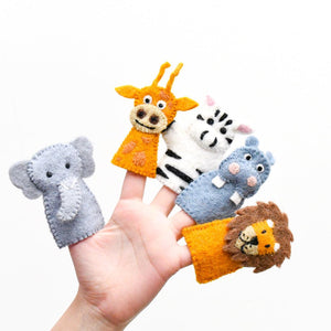 Tara Treasures Felt Finger Puppet Set of 5 - Safari Animals