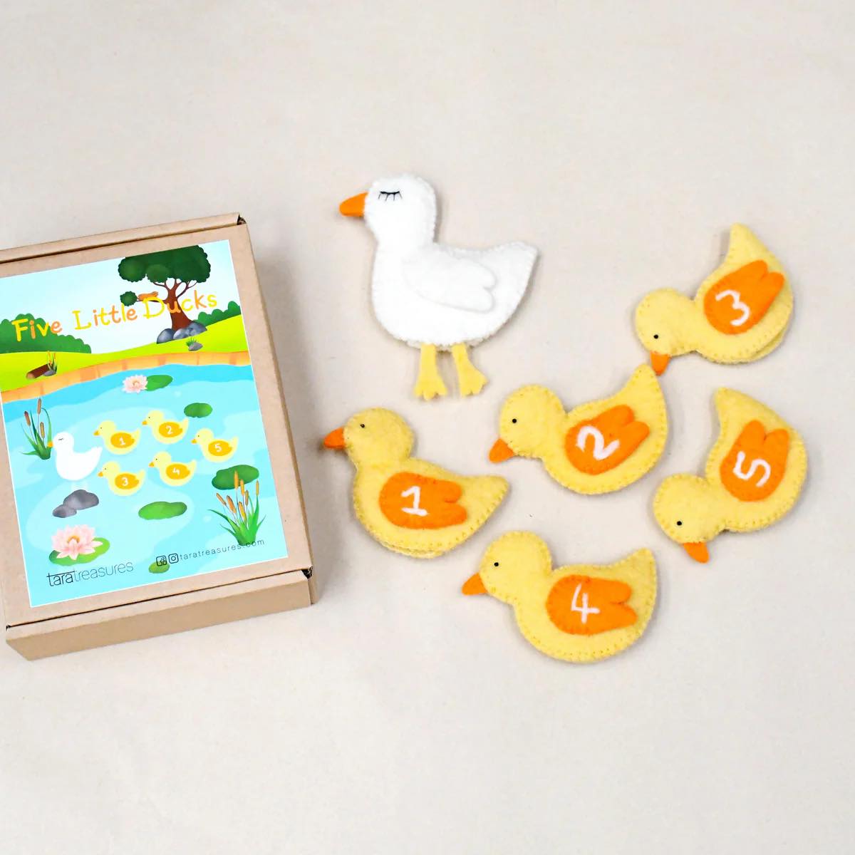 Tara Treasures Felt Finger Puppet Set - Five Little Ducks