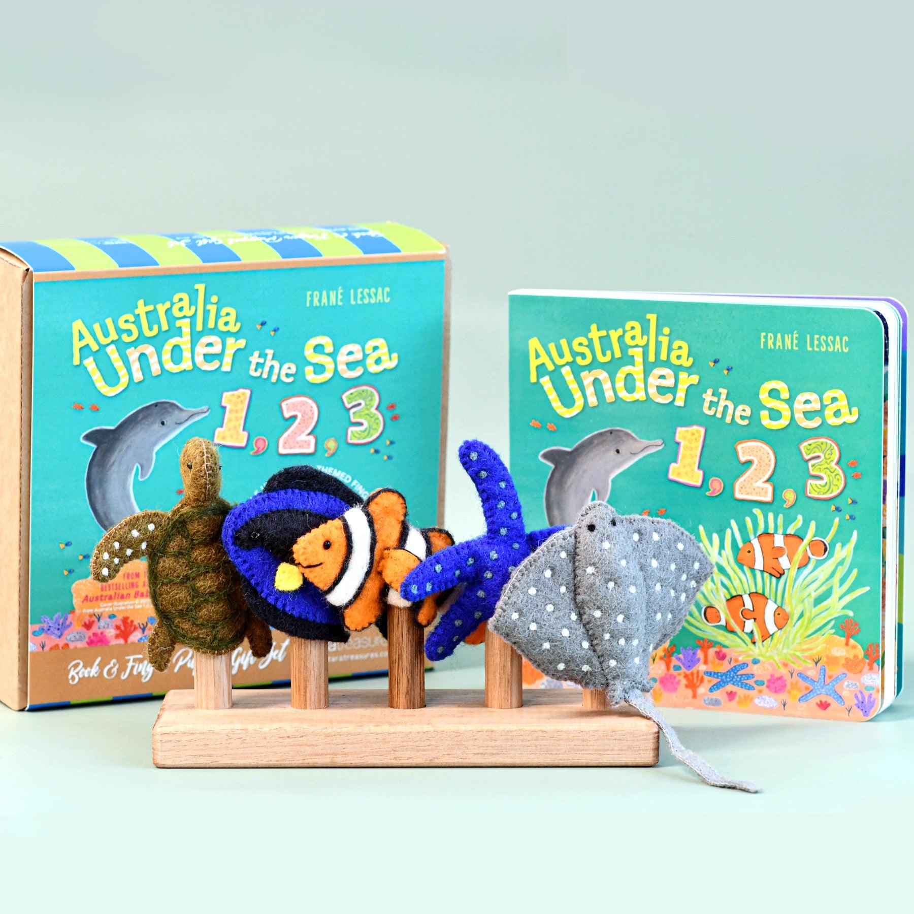 Tara Treasures Book & Finger Puppet Set - Australia Under the Sea 1, 2, 3