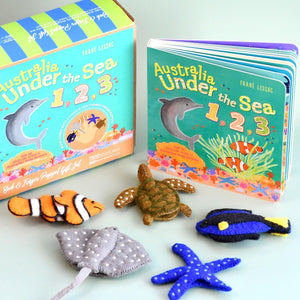 Tara Treasures Book & Finger Puppet Set - Australia Under the Sea 1, 2, 3