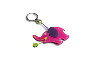 Keyring Elephant - Pink Suede