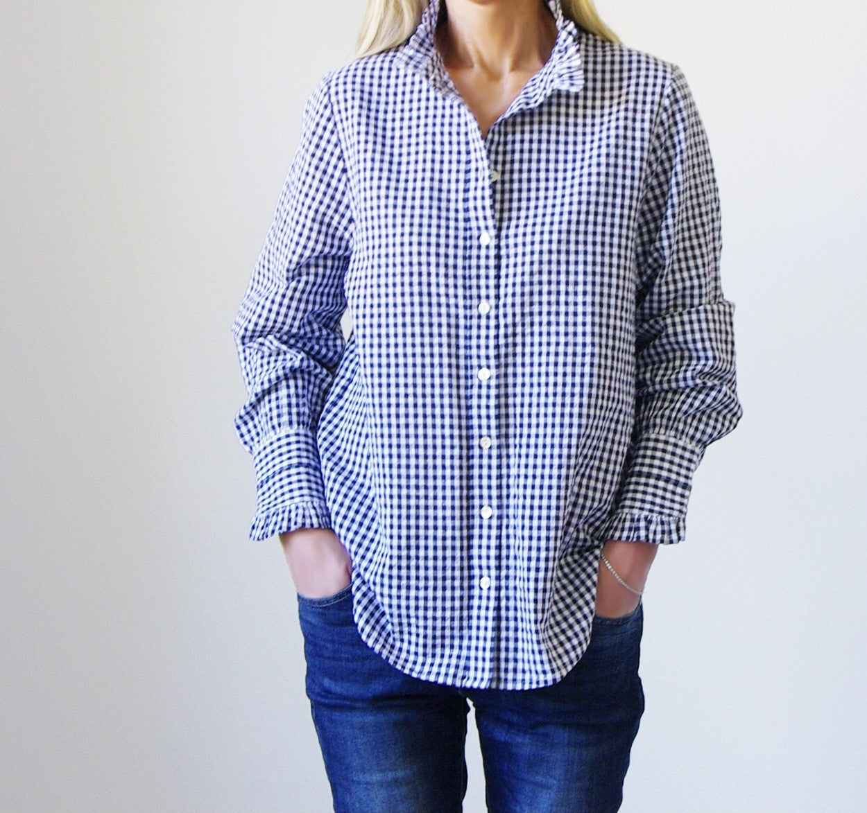 Who's Charlie Lottie Shirt - Indigo Gingham [CLR:INDIGO GINGHAM SZ:S]