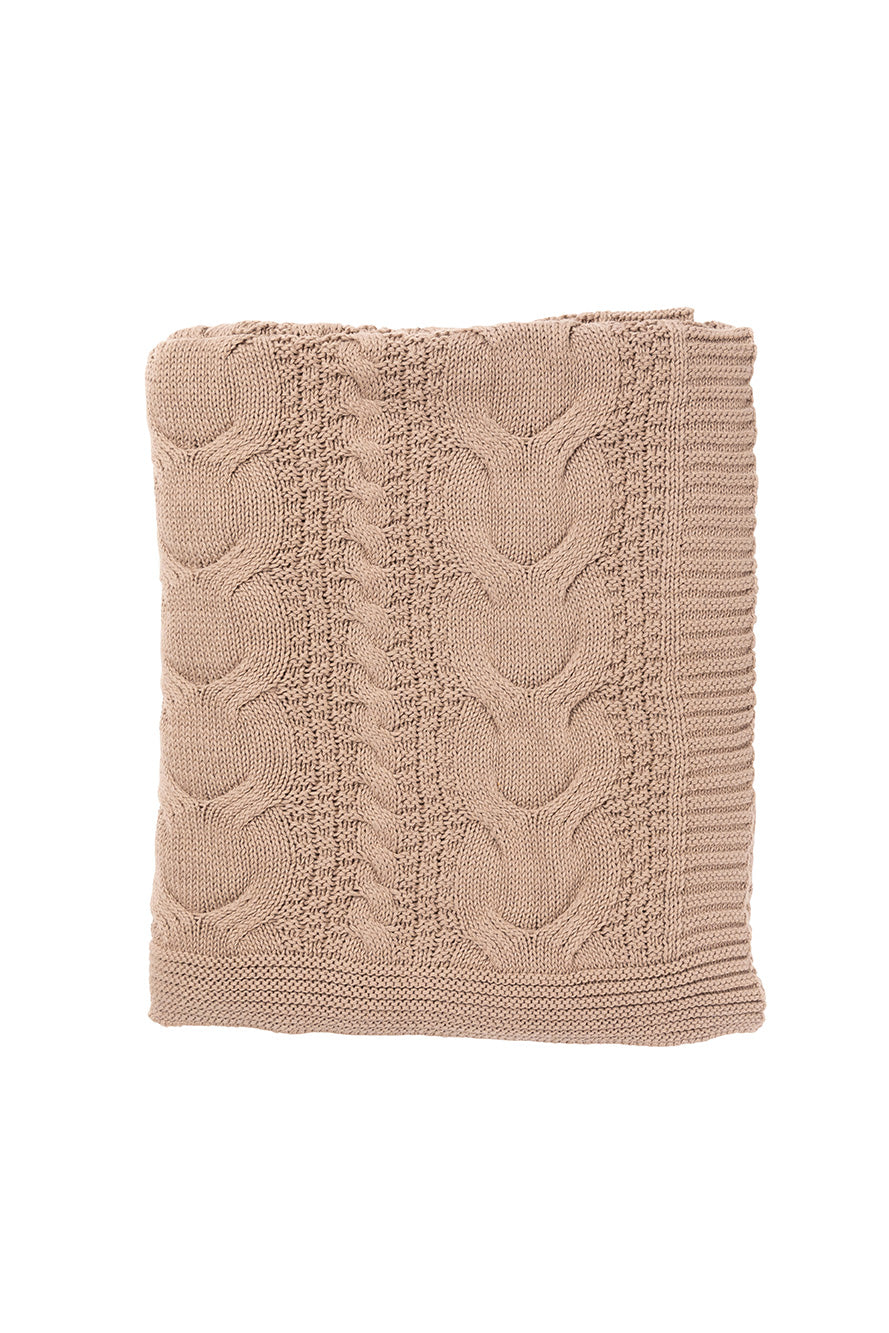 Indus Design Cable Knit Throw - Mushroom