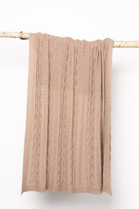 Indus Design Cable Knit Throw - Mushroom