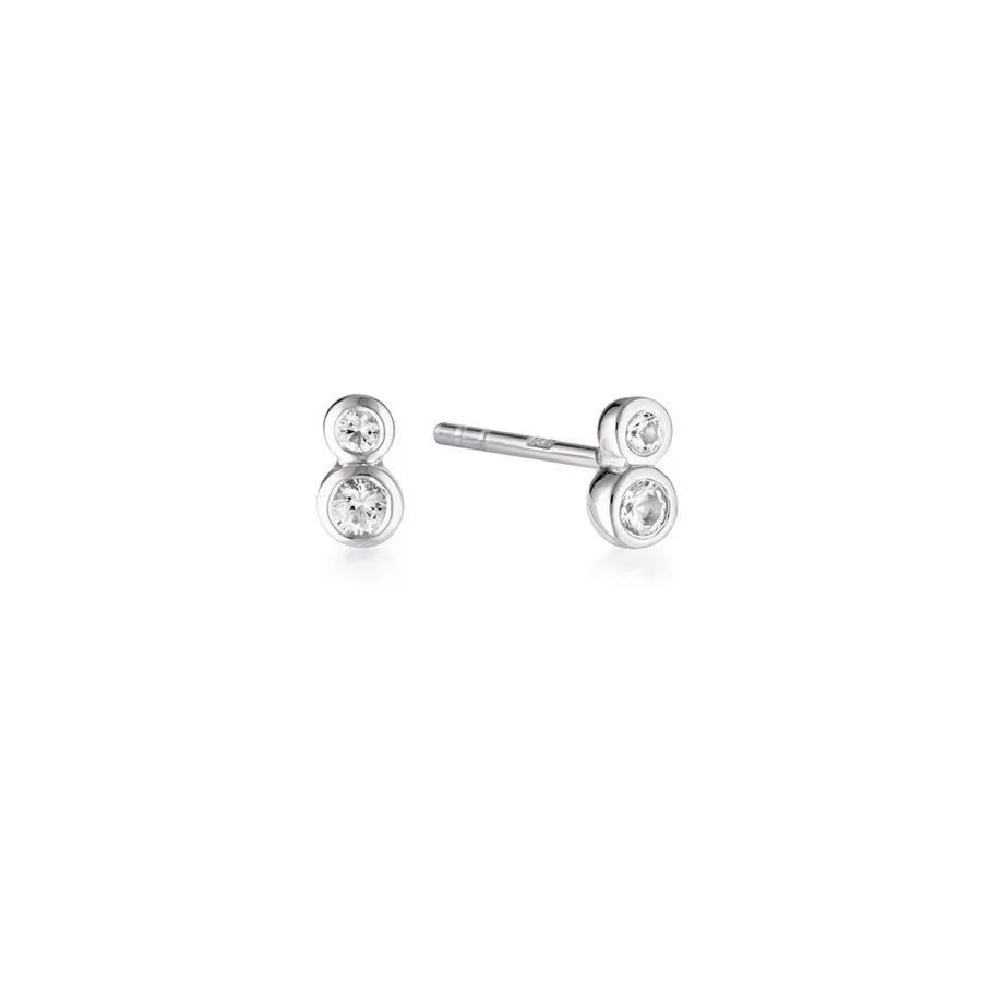 Linda Tahija Duo Stud Earrings - Sterling Silver - White Topaz