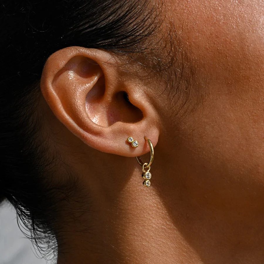 Linda Tahija Duo Stud Earrings - Sterling Silver - White Topaz