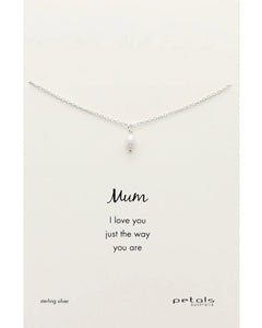 Petals Australia Sterling Silver Mum Mini Pearl Necklace