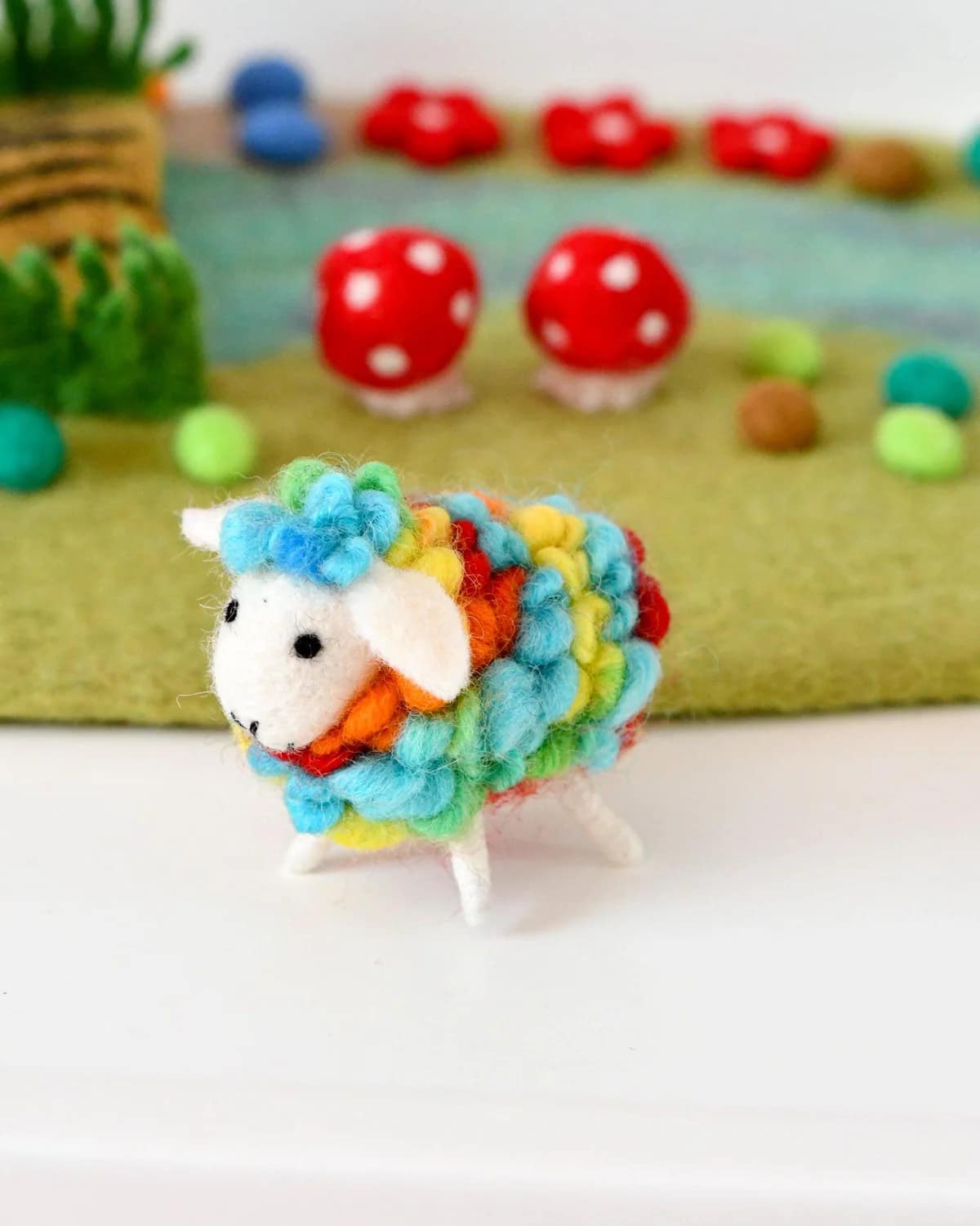 Tara Treasures Felt Sheep - Rainbow