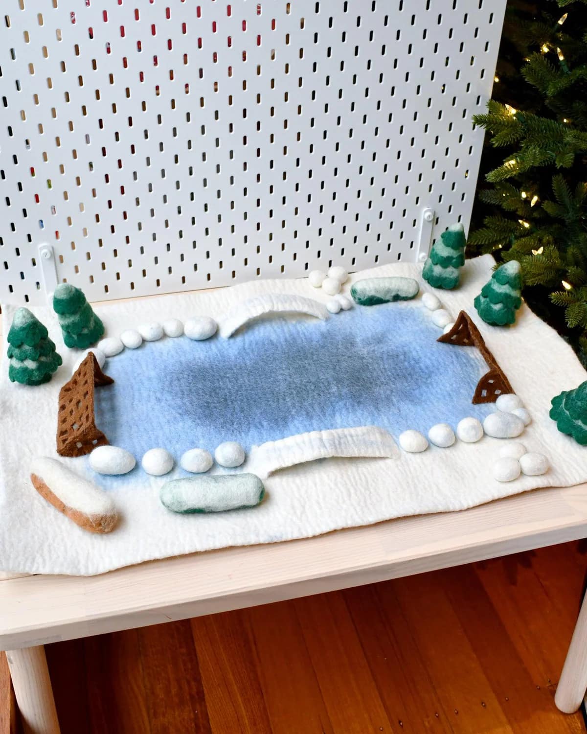 Tara Treasures Felt Play Mat Playscape - Snow Ice Rink (Large)