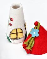 Load image into Gallery viewer, Tara Treasures Felt Fairies &amp; Gnome House - Red Roof
