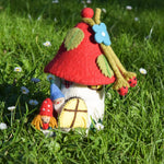 Load image into Gallery viewer, Tara Treasures Felt Fairies &amp; Gnome House - Red Roof
