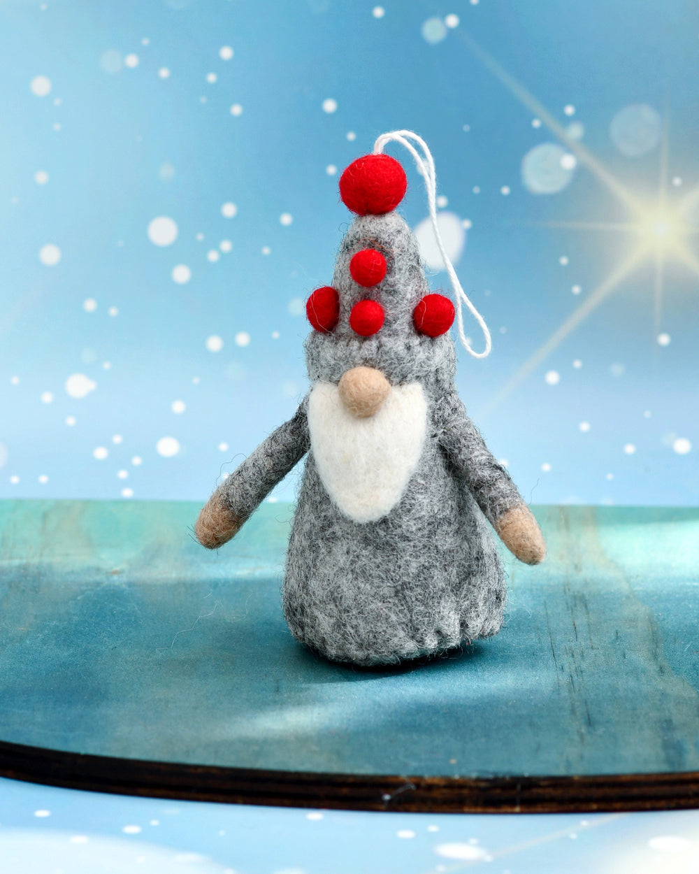 Tara Treasures Felt Christmas Ornament - Grey Gnome