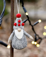 Load image into Gallery viewer, Tara Treasures Felt Christmas Ornament - Grey Gnome
