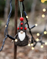 Load image into Gallery viewer, Tara Treasures Felt Christmas Ornament - Brown Gnome
