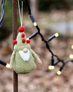 Load image into Gallery viewer, Tara Treasures Felt Christmas Ornament - Green Gnome
