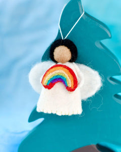 Tara Treasures Christmas Diversity Angel with Rainbow - Black Hair