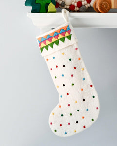 Tara Treasures ChristmasStocking - White/Dots