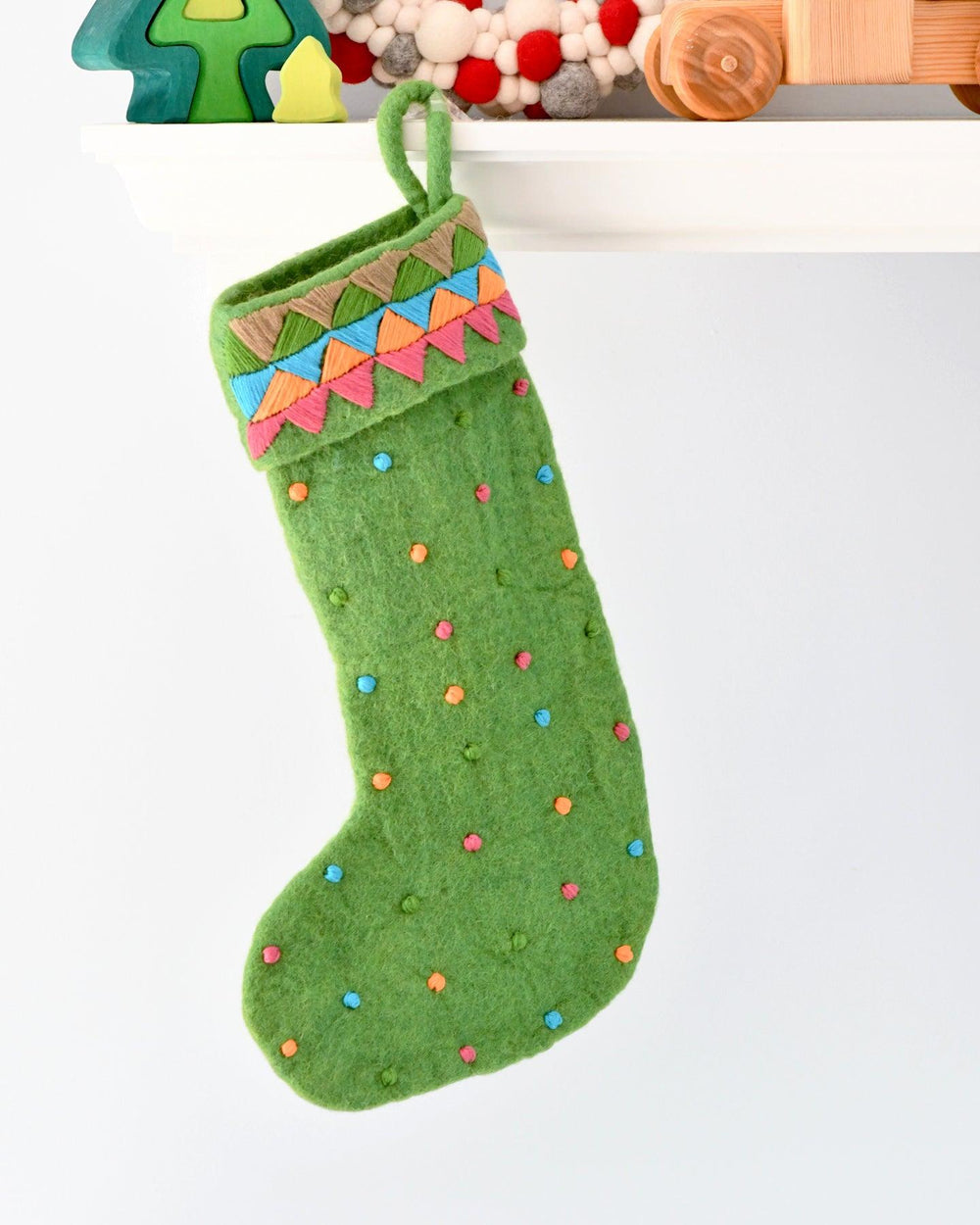 Tara Treasures Christmas Stocking - Green/Dots