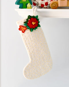 Tara Treasures Christmas Stocking - White with Flower