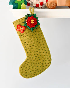 Tara Treasures Christmas Stocking - Green with Flower