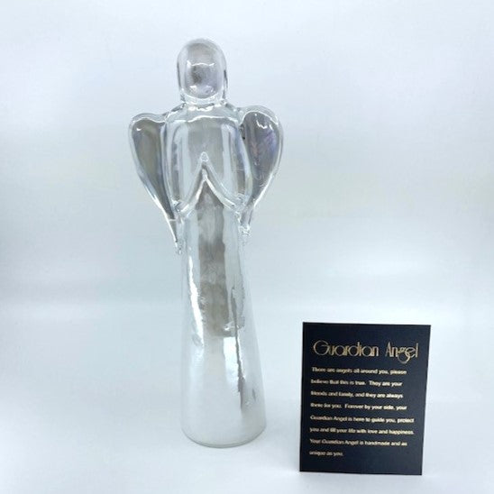 Glass Guardian Angel Large - White Irridescent