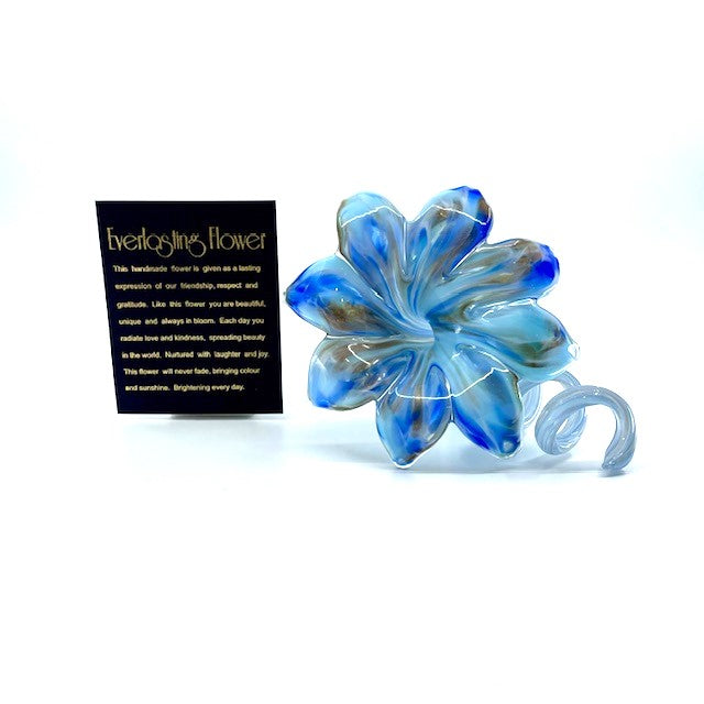 Glass Everlasting Flower - Blue & Gold