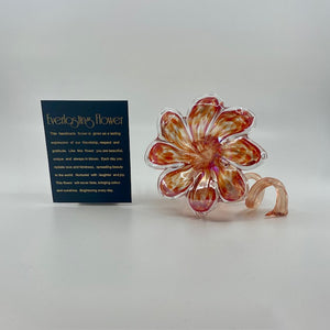 Glass Everlasting Flower - Red & Gold