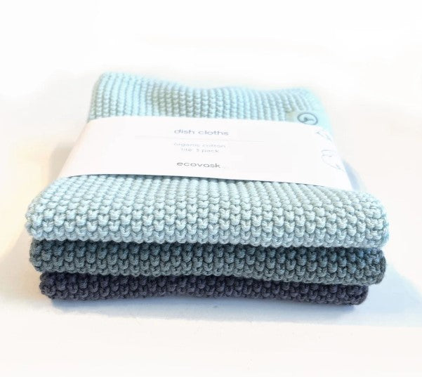 Ecovask Organic Cotton Dishcloth Lite 3pk - Frost