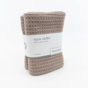 Ecovask Organic Cotton Face Cloth 2pk - Hummus