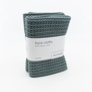 Ecovask Organic Cotton Face Cloth 2pk - Sea Foam