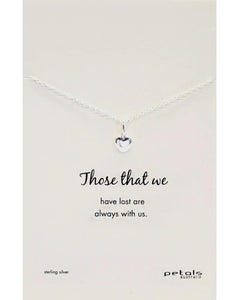 Petals Australia Sterling Silver Heart "Those That We Have Lost" Necklace