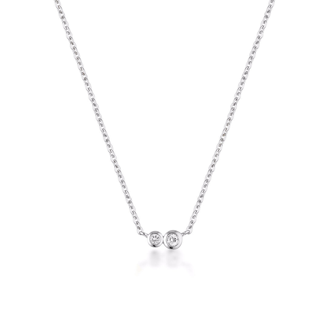 Linda Tahija Duo Necklace - Sterling Silver White Topaz