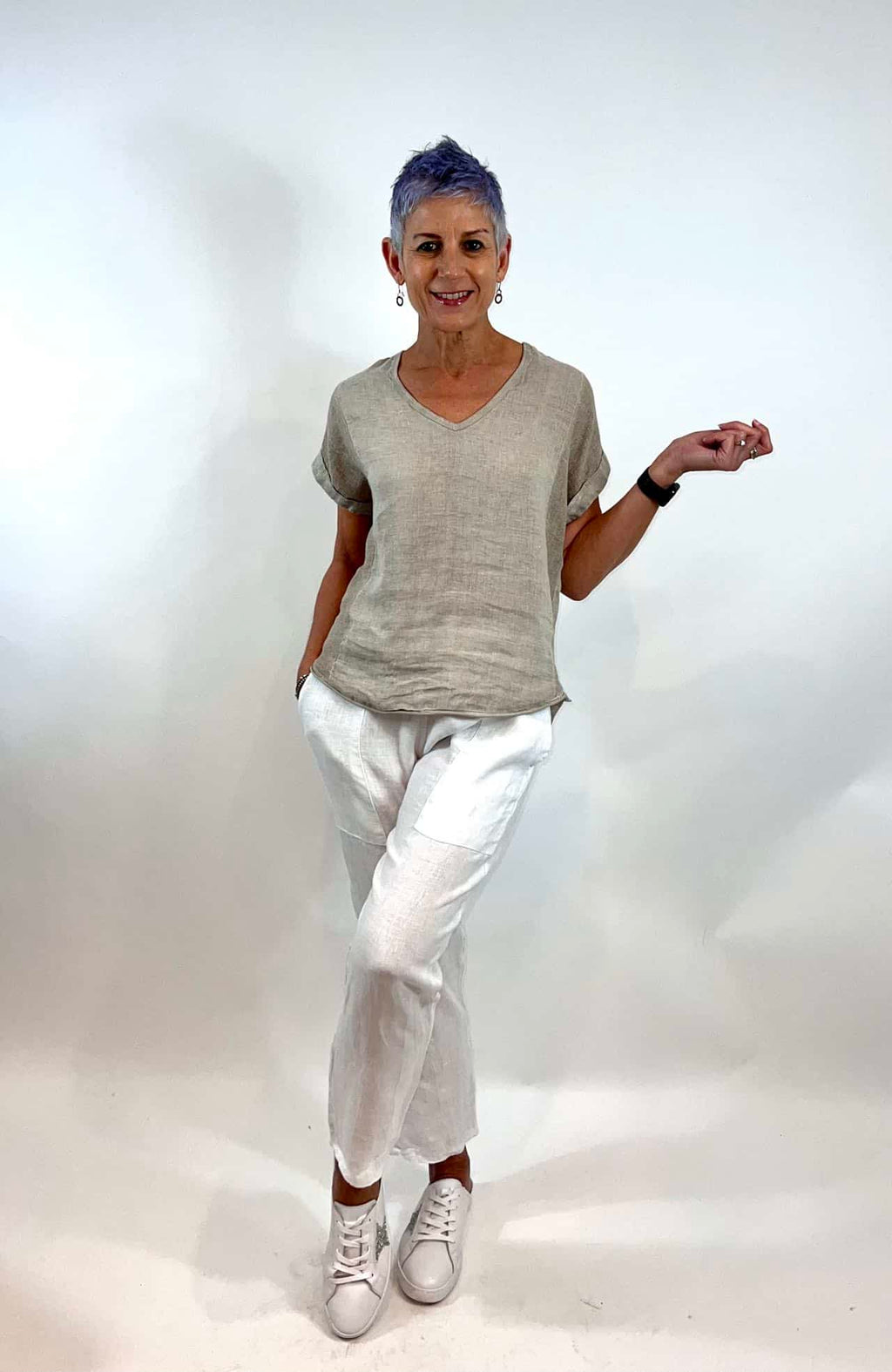 La Strada Collection V-Neck Top - Fango [SZ:S]