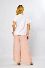 Load image into Gallery viewer, La Strada Collection Linen Mesh Shoulder Top - White [SZ:S]

