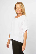 Load image into Gallery viewer, La Strada Collection Linen Mesh Panel Top - White [SZ:S]
