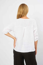 Load image into Gallery viewer, La Strada Collection Linen Mesh Panel Top - White [SZ:S]
