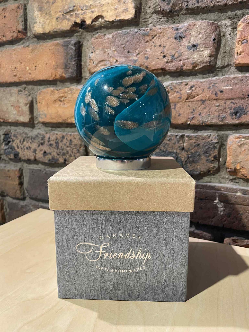 Caravel Friendship Ball - Marine Green & Gold Swirl