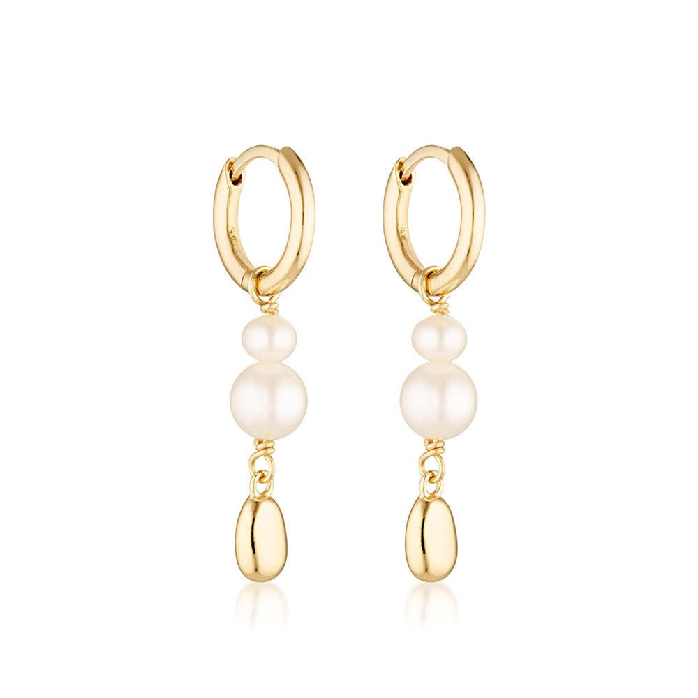 Linda Tahija Brook Pearl Huggie Earring - Gold