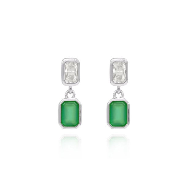 Linda Tahija Gemme Green Onyx Calibri Drop Earrings - Sterling Silver