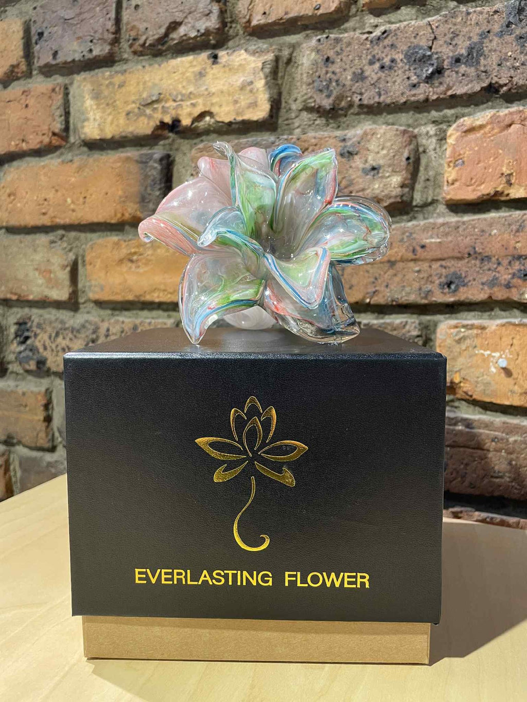 Caravel Glass Everlasting Double Flower - Soft Pink, Turquoise, Blue & Green