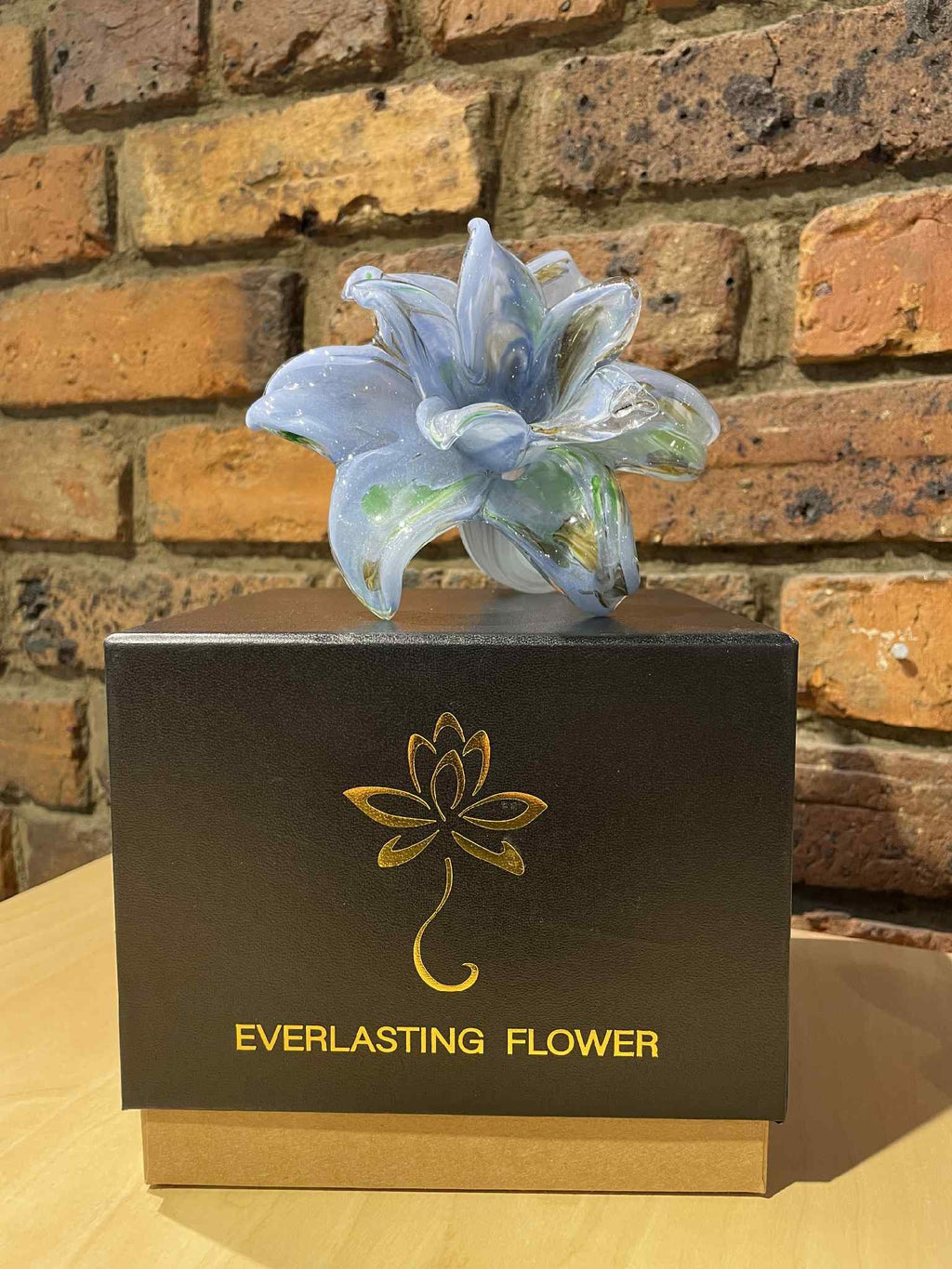 Caravel Glass Everlasting Double Flower - Soft Blue, Mediterranean Blue & Chocolate