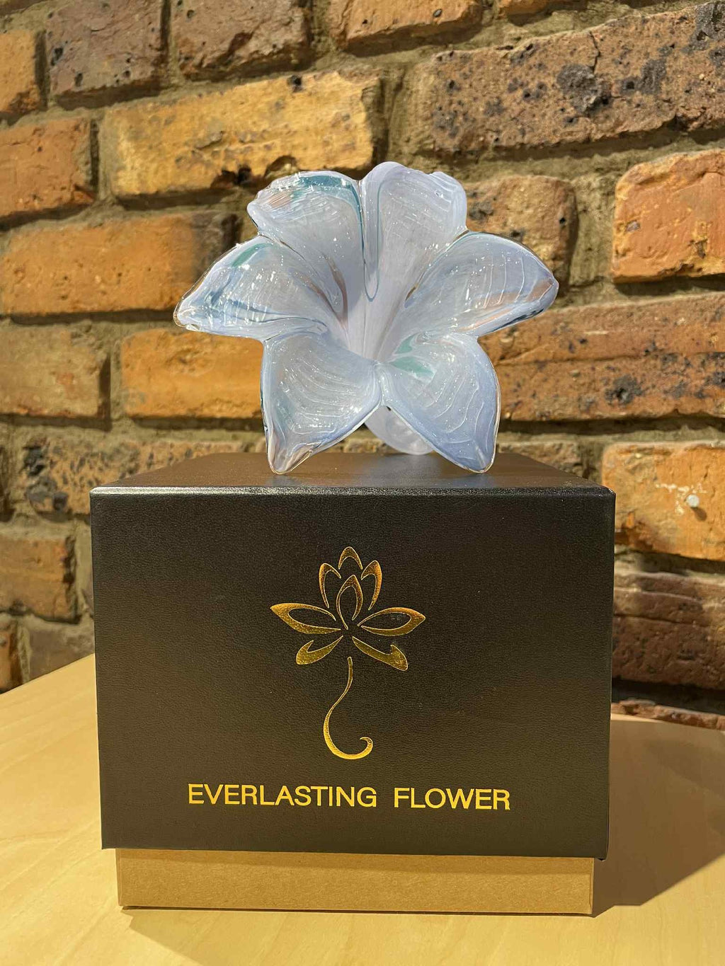 Caravel Glass Everlasting Flower - Soft Blue & Gold