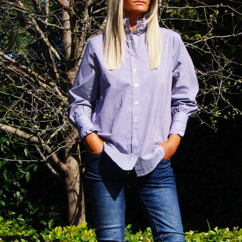 Who's Charlie Lottie Shirt - Navy & White Stripe [SZ:S]