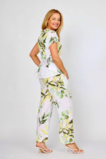 Load image into Gallery viewer, La Strada Collection Printed Pants - Multi White/Yellow Leaf [SZ:S]
