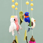 Load image into Gallery viewer, Tara Treasures Baby Nursery Felt Hanging Cot Mobile - Australian Birds (Cockatoo, Lorikeet, Galah &amp; Kookaburra)
